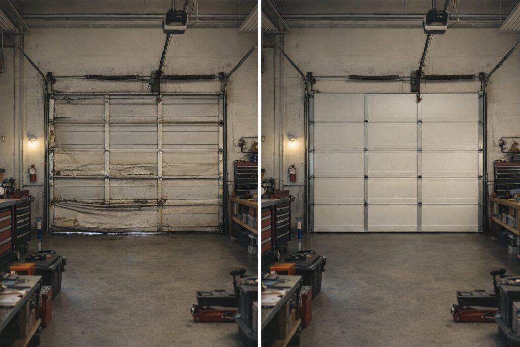 Garage Door Repair Baytown Before and After